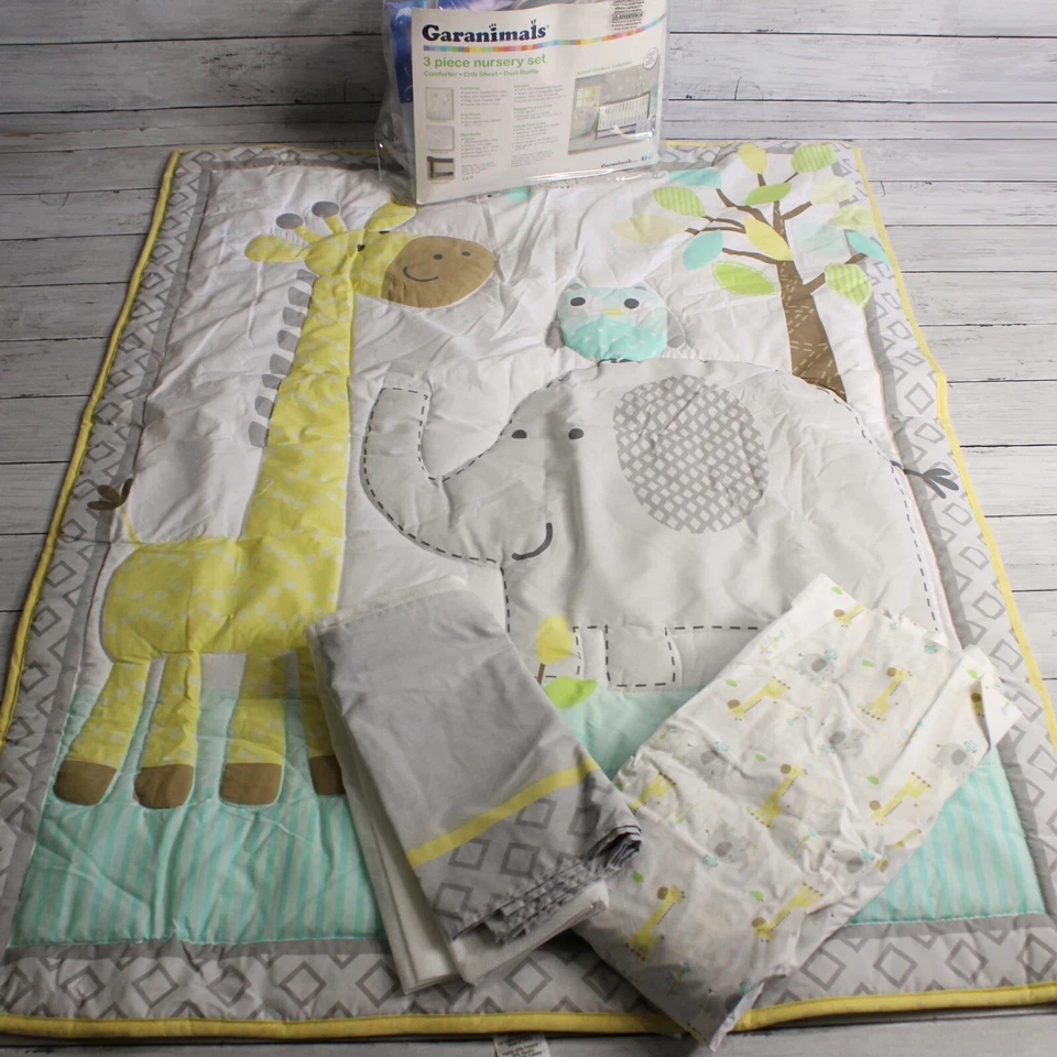 Garanimals Juego de Guardería Cuna Edredón Sábana Jirafa Elefante Unisex Bebé Foto 1 de 4
