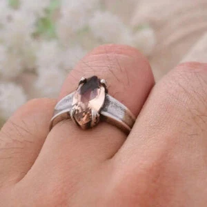 Ring mit Stein-Vintage Stil-verstellbare Ringe-Ring Silber Farben-Damenring brei - Bild 1 von 5