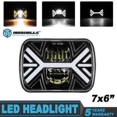 Faro LED de 7x6 pulgadas haz alto-bajo DRL para Ford GMC Jeep Cherokee XJ YJ universal Foto 1 de 4