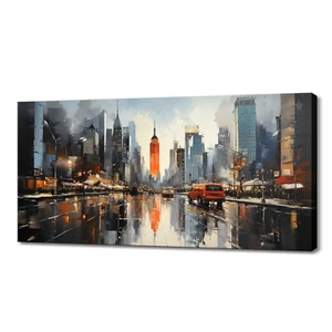 Calles de la ciudad de Nueva York horizonte monumentos modernos estampado en lona imagen arte de pared - Imagen 1 de 9