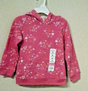 Sudadera con capucha con capucha de lana más suave para niñas Jumping Beans 24M rosa blanca NUEVA - Imagen 1 de 5