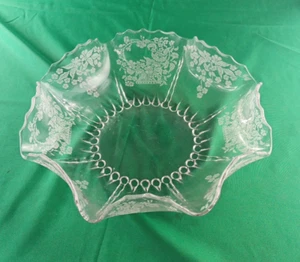 Vintage neu Martinsville geätzte Glasschale - 125/8" Floral überbacken elegantes Design - Bild 1 von 7