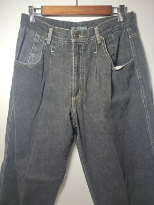 Pantalones de mezclilla negros relajados vintage años 80 90 Liz Wear mamá plisados cintura 14/29 Foto 1 de 4