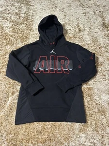 Nike Air Jordan Pullover Hoodie Youth Medium Bred Black Red - Picture 1 of 8
