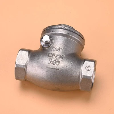Silver 3/4Inch 304 Stainless Steel Threaded Horizontal Swing Check Valve - Image 1 of 4