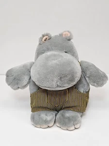 Playful Pals graues Nilpferd. 10 Zoll Plüsch-Overall schwarz und gelb gestreift - Bild 1 von 6