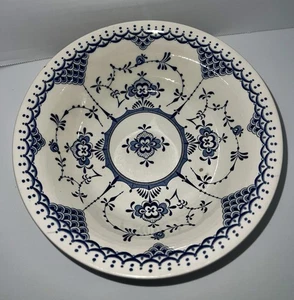 ANTIQUE IRONSTONE 8 1/2" BLUE TRANSFERWARE VEGETABLE BOWL - Picture 1 of 6