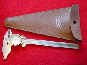 Vintage "HELOIS", Dial Caliper, 7" x .001", Nib Jaws, Stainless, Germany & Case - Picture 1 of 8