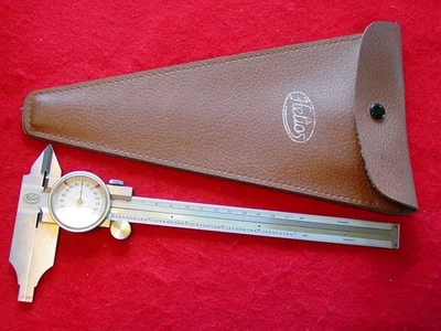 Vintage "HELOIS", Dial Caliper, 7" x .001", Nib Jaws, Stainless, Germany & Case - Image 1 of 4