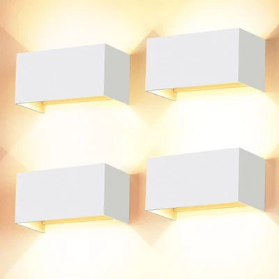 4 Pezzi 24W Applique Da Parete Interno/Esterno 3000K Bianco Caldo Applique Ester - Immagine 1 di 4