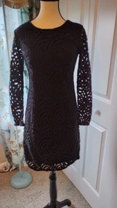 BODEN Zeta Black Lace Ponte Lined Shift Dress Size US 2 EUC - Picture 1 of 5
