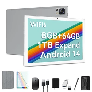 2025 Latest Android 14 Tablet WIFI6 Large Storage 8GB RAM (4+4 Virtual) + 64G... - Picture 1 of 9