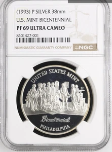 1993 P U.S. Mint Bicentennial Silver NGC PF69 Ultra Cameo Slot 33 Box 29 - Picture 1 of 2