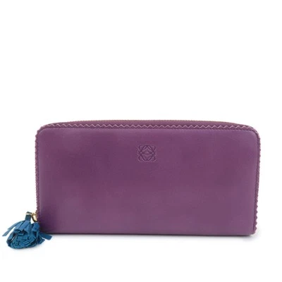 Auténtica Cartera Larga LOEWE Anagrama Cuero Redonda Cremallera Púrpura Dorado HDW Usada Envío Gratis Foto 1 de 4
