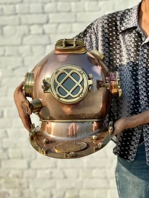 Antiguo casco de buceo de la Marina de los Estados Unidos casco de buceo marino pesado coleccionable Foto 1 de 4