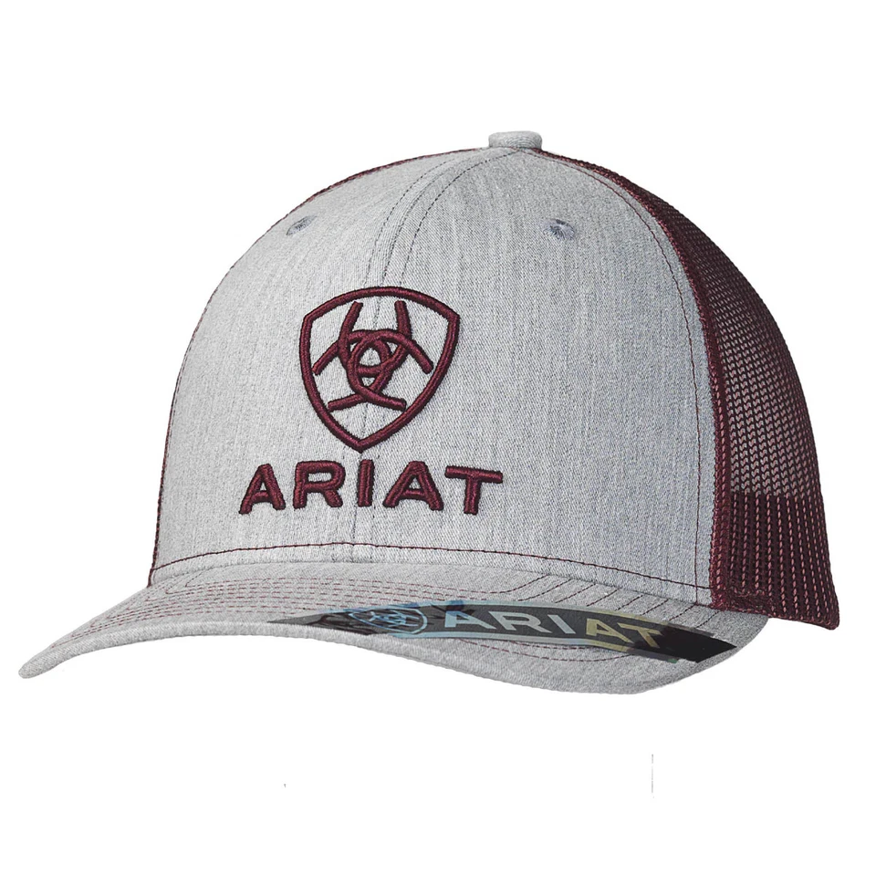 Ariat Logo Trucker Hat Heather Grey/ Maroon A300012009
