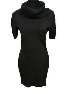 A. Byer Gray Turtleneck Mini Short Sweater Dress Size Small Short Sleeve - Picture 1 of 10