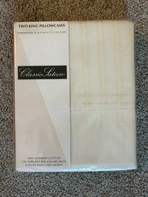 Set of 2 King Pillowcases — 100% Cotton — Sateen Weave — Free Shipping! NIP! - Image 1 of 4