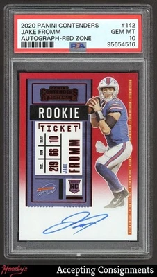 2020 Panini Contenders Red Zone #142 Jake Fromm RC Rookie AUTO PSA 10 GEM - Image 1 of 2