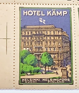 antico erinnofilo HOTEL KAMP - HELSINKI SUOMI FINLAND anni '30/40 - Foto 1 di 1