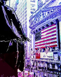 MARCO MARK - 'Purple Wall Street' • Hand Signed & Hand Varnished Print on Canvas - Picture 1 of 1