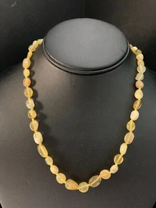 .925 Sterling Silver Yellow Opal Bead 18-20" Necklace 68.00 ctw. Indiv. Knotted - Picture 1 of 8
