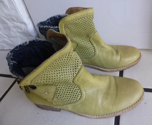 atrai Portugal Sommer-Stiefeletten Leder Lochleder Jeans gelb-grün 38 - Bild 1 von 6