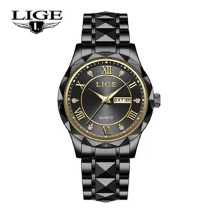 Men’s Watch Quartz Analog Luminous Date Dial Luxury Wristwatch Waterproof Black - Picture 1 of 7