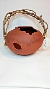 "From The Earth Pottery" Handmade Terra Cotta Broken Clay Pot ~ Handle ~ Signed - Picture 1 of 16