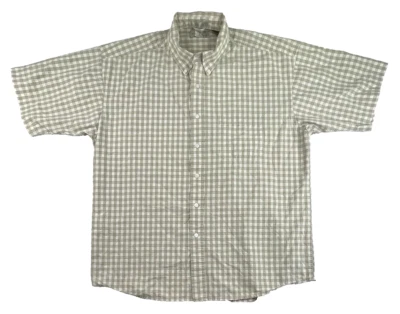 Camisa de campamento Bill Blass con botones Preppy para hombre talla XL verde blanco a cuadros Foto 1 de 4