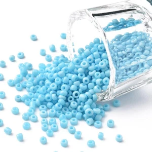 50g light sky blue 2mm glass seed beads - for beading, craft, jewellery making - Picture 1 of 4