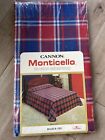 Vintage Plaid Bedspread Full Cannon Monticello Unopened Red Blue Cabin Spare Bed