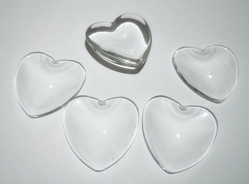5pz  CABOCHON in vetro clear trasparente cuore 25mm  bijoux - Immagine 1 di 1