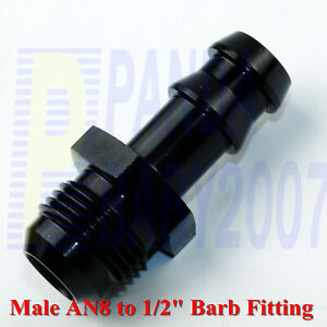 Straight Push Lock  Barb Hose Fitting Adapter Male 8AN -8 AN8 to 1/2" 12.5mm BK