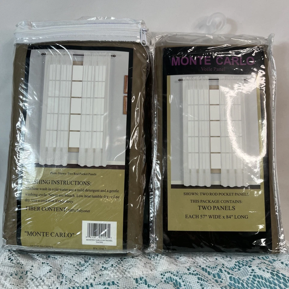 2 Sets Of 2 Rod Pocket Panels 57 W 84 L Taupe - Image 1 of 4