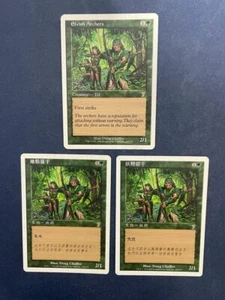 MTG 3X 7TH EDITION ELVISH ARCHERS CHINESE + ENGLISH MAGIC THE GATHERING RARE - Picture 1 of 6