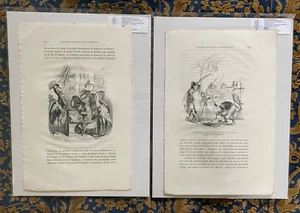 2 Antique French JJ Grandville Prints Private and Public Lives of Animals, Paris - Picture 1 of 4
