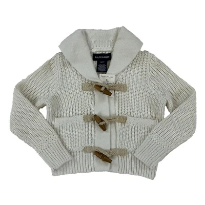 *DEFECTO MENOR* Polo Ralph Lauren Niñas Pequeñas Cárdigan Suéter - Blanco - Talla: 2T Foto 1 de 4