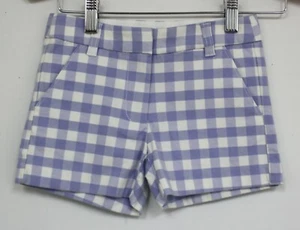 Crewcuts J Crew Shorts Girls Blue Periwinkle white Check Plaid Size 5 6 NWTS - Picture 1 of 4