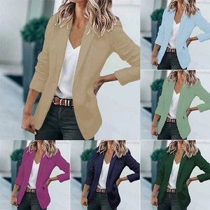 Womens Casual Blazer Suit Coat Open Front Long Sleeve Work Office Jackets Blazer - Picture 1 of 38