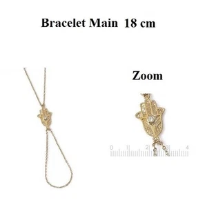 Dolly-Bijoux Femme Bracelet Main de FATMA Diamant Cz 18mm Plaqué Or 18K 18cm - Picture 1 of 6