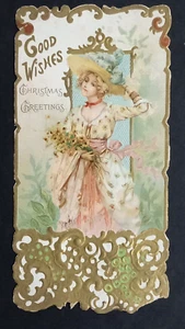 Raphael Tuck & Sons Queen Victoria Weihnachtskarte Gold geprägt Gruß um 1904 - Bild 1 von 3