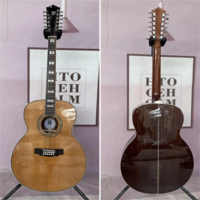 12 String Acoustic Guitar Left-Handed Rosewood Back Fretboard Inlay Pearl Shells - Image 1 of 4