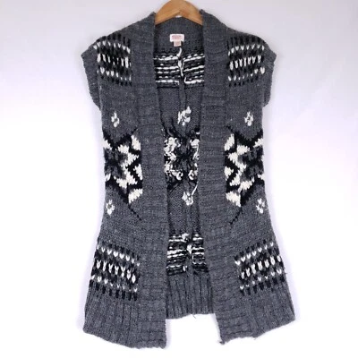 Mossimo Supply Co Fair Isle Suéter Chaleco Para Mujer’s XS Gris Mezcla de Lana Boho Cottage Foto 1 de 4