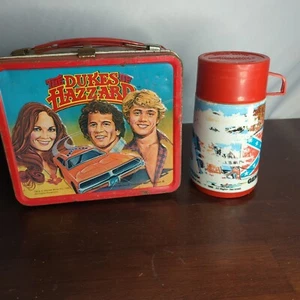 Dukes Of Hazzard General Lee Lunch Box and Thermos 1980 Warner Bros Vintage - Picture 1 of 13