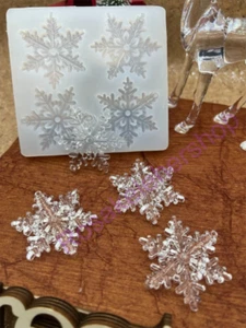 Snowflake with hole Silicone Mold for Fondant-Resin-polymer Clay-handcrafts - Picture 1 of 8