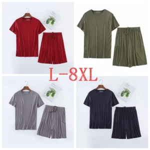 Men Bamboo Pajama Set Sleepwear Nightwear Short Sleeve Pjs Shorts & Tops Sets - Picture 1 of 27