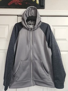 Chaqueta Tek Gear DryTek Hombre Grande-48" Pecho Con Capucha Gris Negro Bolsillos Cremallera Completa En muy buena condición - Imagen 1 de 4