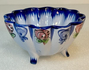 Vestal Portugal handbemalte Schale mit Fuß 565 Floral Tripod 5" gewellter Rand - Bild 1 von 8