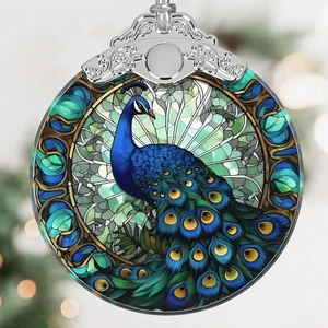 Pfau Weihnachtsschmuck - Buntglas Baumschmuck zum Aufhängen, Ferienhaus - Bild 1 von 12
